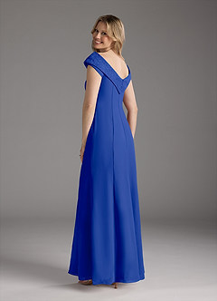 Azazie Cupid Final Sale Royal Blue A-Line Boatneck Lace Chiffon Dress image2