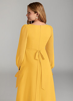 Azazie Leonia Junior Marigold A-Line with Pockets Chiffon Dress image6