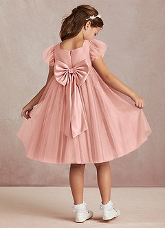 Azazie Kalio Flower Girl Dresses Rosette A-Line with Sleeves Tulle Dress image1