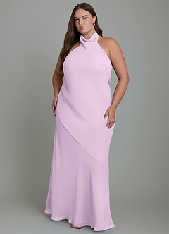 Azazie Velli Bridesmaid Dresses Frosted Lilac Mermaid High Neck Chiffon Dress image8