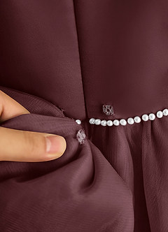 Azazie Lass Robe Demoiselle D'honneur Fillette Robe Trapèze en Tulle Arc Sangria image7