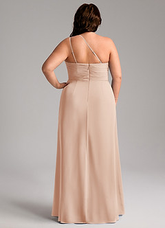 Azazie Eren Jurken voor bruidsmeisjes Jurk van Chiffon met Kolom One-Shoulder Engelse Roos image9
