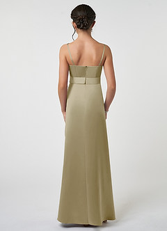 Azazie Anina Junior Robe Trapèze en Satin extensible Arc Vert Mousse image2