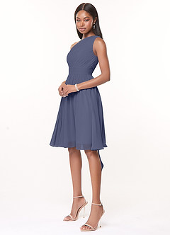 Azazie Katrina Bridesmaid Dresses A-Line One Shoulder Chiffon Knee-Length Dress image2