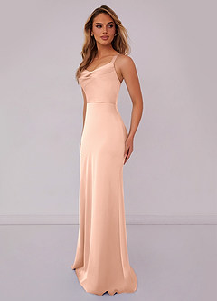 Barbie ♥ Azazie Bridesmaid Dresses English Rose Mermaid Pleated Stretch Satin Dress image4