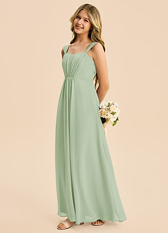 Azazie Elsie Junior Dusty Sage A-Line Sweetheart Neckline Chiffon Dress image3