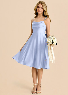 Azazie Bear Vestido de Hielo de Satén Elástico de Corte en A con Escote de Corazón image4