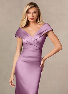 Azazie Ludlow Kleider für die Brautmutter Meerjungfrau-Linie Plissee Stretch-Satin Kleid Blauregen image6