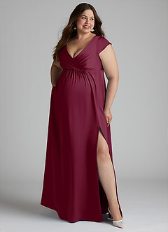 Azazie Allessia Abiti da damigella d'onore premaman Abito A-Line Plissettato Raso Elasticizzato Floor-Length image10