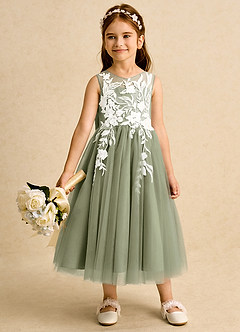 Azazie Sundae Vestidos de florista Vestido Pistache de Renda de Vestido de baile image3