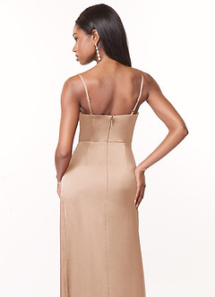 Azazie Maci Bridesmaid Dresses English Rose A-Line V-Neck Pleated Stretch Satin Dress image7