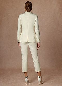 front Charlotte Ivory Refined Weave Dress Pants