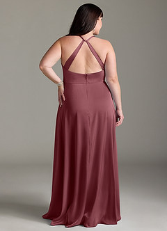 Azazie Davis Bridesmaid Dresses Desert Rose A-Line Pleated Stretch Satin Dress image8