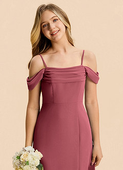 Azazie Lilly Junior A-Linie Plissee Chiffon Kleid Merlot image6