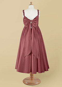 Azazie Cutie Pie Flower Girl Dresses Amethyst A-Line Pleated Matte Satin Dress image8