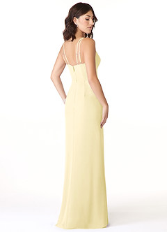 Azazie Leo Bridesmaid Dresses Lemon Sorbet Mermaid V-Neck Pleated Chiffon Dress image4