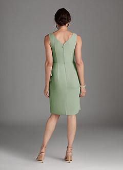 Azazie Saturn Abiti per la Madre della Sposa Abito Tubino in Chiffon con Scollo a V a Pieghe Verde Salvia image4