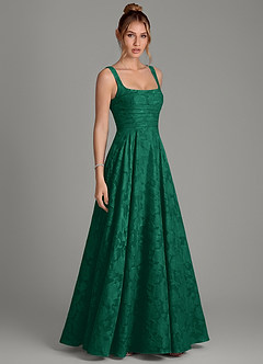 Azazie Azaria Brautjungfernkleider A-Linie Korsett Blumen-Burnout Kleid Smaragd image4