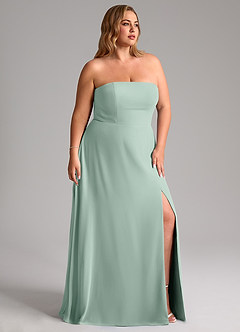 Azazie Wren Bridesmaid Dresses Agave A-Line Side Slit Chiffon Convertible Dress image11