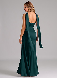 Azazie Shiloh Robes de demoiselle d'honneur Robe Sirène Convertible en Satin extensible Sans bretelle Vert Pin image7