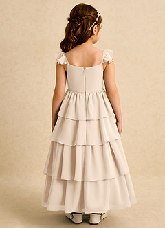 Azazie Boba vestidos de niña de las flores Vestido de Alabastro Blanco de Gasa de Corte En A con Escote Cuadrado image2