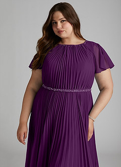 Azazie Kara Modest Bridesmaid Dresses A-Line Pleated Chiffon Floor-Length Dress image15
