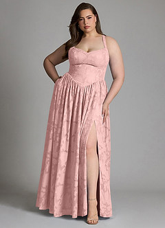 Azazie Francis Kleider zum Anprobieren zu Hause A-Linie Korsett Blumen-Burnout Kleid Dunkelmarine image9
