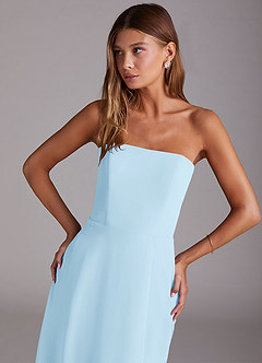 Azazie Wren Bridesmaid Dresses Sky Blue A-Line Side Slit Chiffon Convertible Dress image5