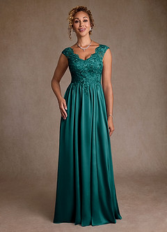 Azazie Amethyst Abiti per la Madre della Sposa Abito A-Line in Pizzo Verde Pavone image4