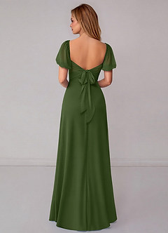 Azazie Fatima Bridesmaid Dresses Olive A-Line with Pockets Chiffon Dress image5