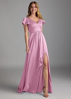 Azazie Omari Bridesmaid Dresses Candy Pink A-Line Stretch Satin Dress image1