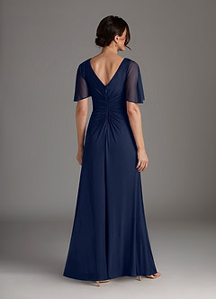 Azazie Sicily Mother of the Bride Dresses Dark Navy A-Line Pleated Jersey Dress image2