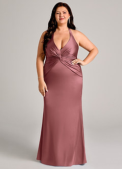 Azazie Valerie Jurken voor bruidsmeisjes Jurk van Stretch Satijn met Zeemeermin Geplooid Amethist image7