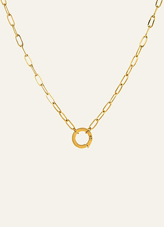front 18K Gold Plated Charm Birthstone Necklace