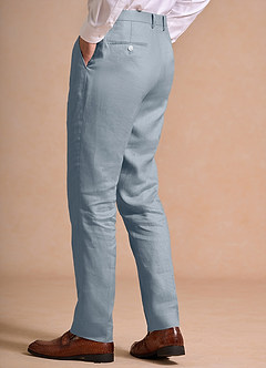 front Harrison Blu Polveroso Pantaloni eleganti in lino 100%