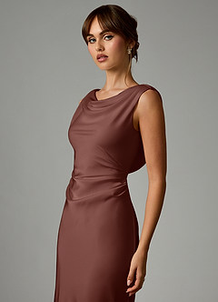 Azazie Kieryn Robes de demoiselle d'honneur Robe Sirène en Satin extensible Plissée Expresso image6
