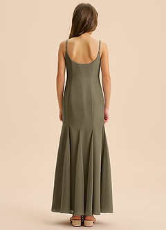 Azazie Evey Junior Abito Sirena in Chiffon Plissettato Willow Green image2