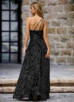 Opulent Black Velvet Sequins Prom Dress image2