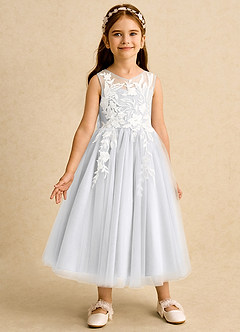 Azazie Sundae vestidos de niña de las flores Vestido de Blanco de Encaje de Princesa image5