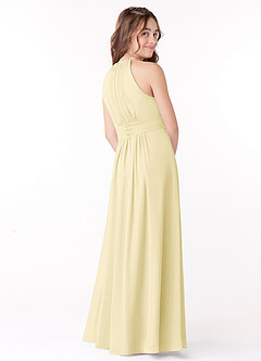 Azazie Bonnie Junior Vestido Sorvete De Limão de Chiffon de Linha A com Plissado image3