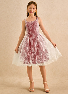 Azazie Cubbie Girls Formal Blumenmädchenkleider A-Linie Spitze Kleid Rost image4
