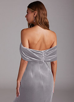 Azazie Shay Bridesmaid Dresses French Lilac Sheath Off the Shoulder Velvet Convertible Dress image3