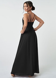 Azazie Leighton Junior Black A-Line Pleated Chiffon Dress image5