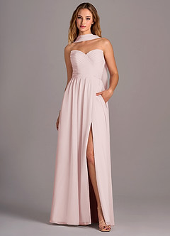 Azazie Joni Bridesmaid Dresses Blushing Pink A-Line Strapless Chiffon Convertible Dress image1