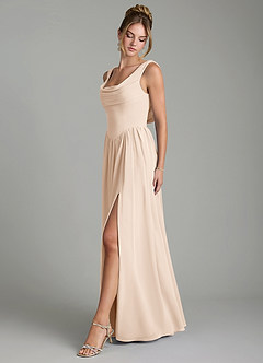 Azazie Novi Bridesmaid Dresses White Alabaster A-Line Pleated Chiffon Dress image4