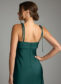 Azazie Ellia Robes de demoiselle d'honneur Robe Fourreau en Satin extensible Arc Vert Pin image6