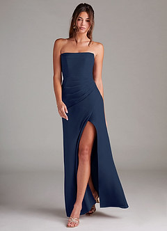 Azazie Leonis Bridesmaid Dresses Dark Navy Sheath Strapless Chiffon Convertible Dress image7