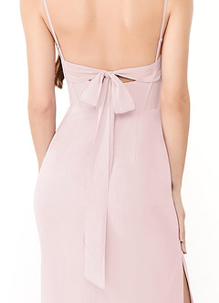 Azazie Mai Bridesmaid Dresses Blushing Pink Sheath Pleated Chiffon Dress image6