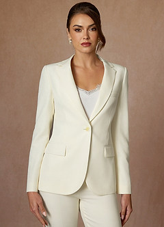 front Charlotte Ivory Refined Weave Blazer
