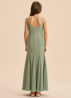 Azazie Evey Junior Abito Sirena in Chiffon Plissettato Pistacchio image2